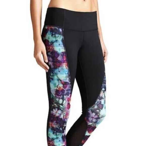 ATHLETA Floral Fade Ankle Leggings Reflective Black Multi Women’s XS 438834-00 - Picture 2 of 13